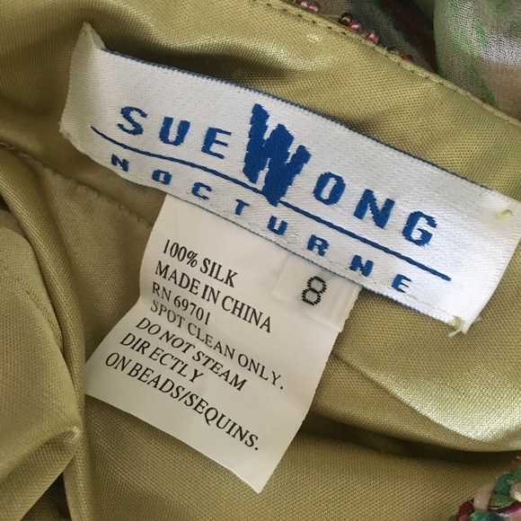 Sue Wong multicolored beaded silk halter dress with handkerchief hemline - Picture 8 of 8